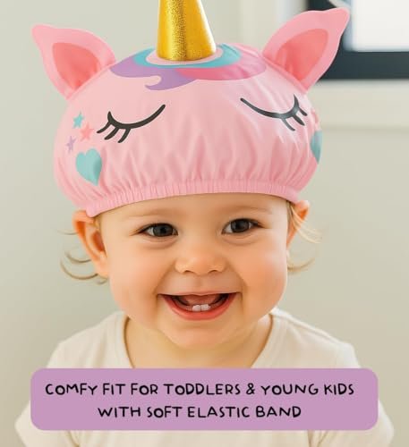 Cute Unicorn Shower Cap for Kids – Reusable Waterproof Hair Cover for Girls Avelisse