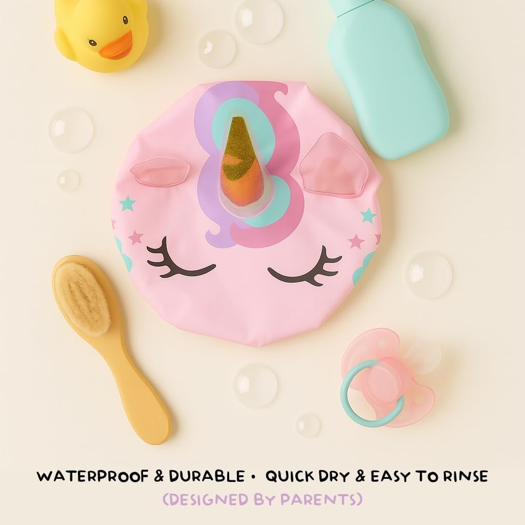 Cute Unicorn Shower Cap for Kids – Reusable Waterproof Hair Cover for Girls Avelisse
