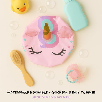 Cute Unicorn Shower Cap for Kids – Reusable Waterproof Hair Cover for Girls Avelisse