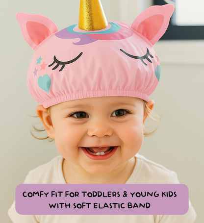 Cute Unicorn Shower Cap for Kids – Reusable Waterproof Hair Cover for Girls Avelisse