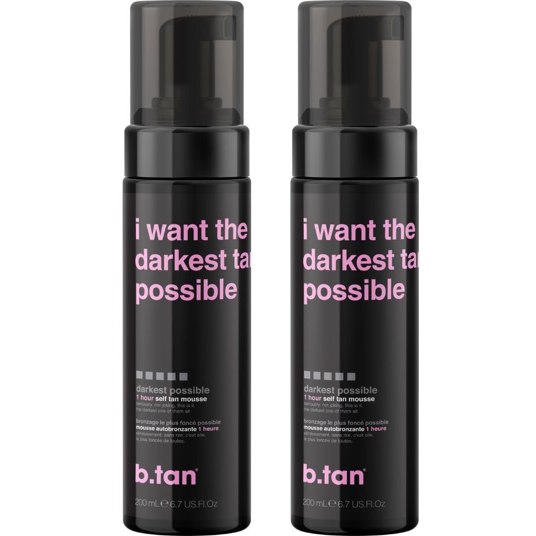b.tan Ultra Dark Self Tanner Mousse - 1 Hour Express Sunless Tanning Foam, Golden Bronzing Glow for Face & Body, No Fake Tan Smell, 6.7 Fl Oz (Pack of 2) Avelisse