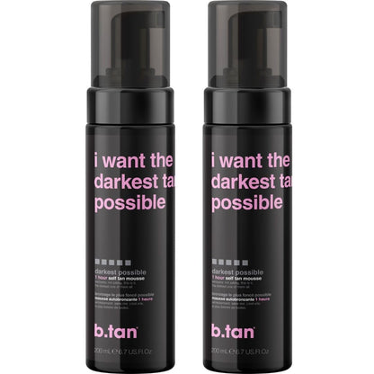 b.tan Ultra Dark Self Tanner Mousse - 1 Hour Express Sunless Tanning Foam, Golden Bronzing Glow for Face & Body, No Fake Tan Smell, 6.7 Fl Oz (Pack of 2) Avelisse