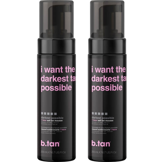 b.tan Ultra Dark Self Tanner Mousse - 1 Hour Express Sunless Tanning Foam, Golden Bronzing Glow for Face & Body, No Fake Tan Smell, 6.7 Fl Oz (Pack of 2) Avelisse