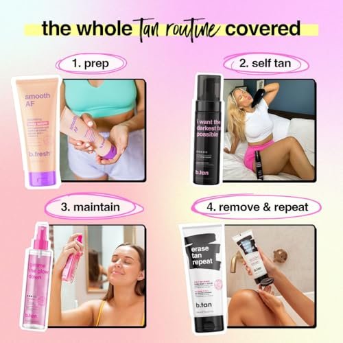b.tan Ultra Dark Self Tanner Mousse - 1 Hour Express Sunless Tanning Foam, Golden Bronzing Glow for Face & Body, No Fake Tan Smell, 6.7 Fl Oz (Pack of 2) Avelisse