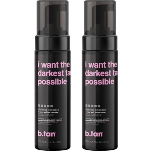 b.tan Ultra Dark Self Tanner Mousse - 1 Hour Express Sunless Tanning Foam, Golden Bronzing Glow for Face & Body, No Fake Tan Smell, 6.7 Fl Oz (Pack of 2) Avelisse