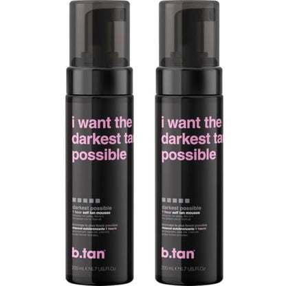 b.tan Ultra Dark Self Tanner Mousse - 1 Hour Express Sunless Tanning Foam, Golden Bronzing Glow for Face & Body, No Fake Tan Smell, 6.7 Fl Oz (Pack of 2) Avelisse