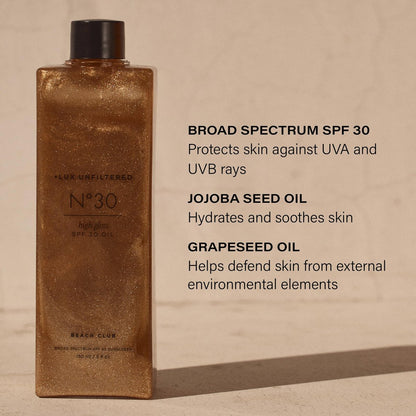 + Lux Unfiltered High Gloss N°30 Shimmer Body Oil SPF 30 - Instant Bronze Shimmering Body Oil with Broad Spectrum Sunscreen, Jojoba & Grapeseed Oil, Oxybenzone Free - 5 Fl Oz Avelisse
