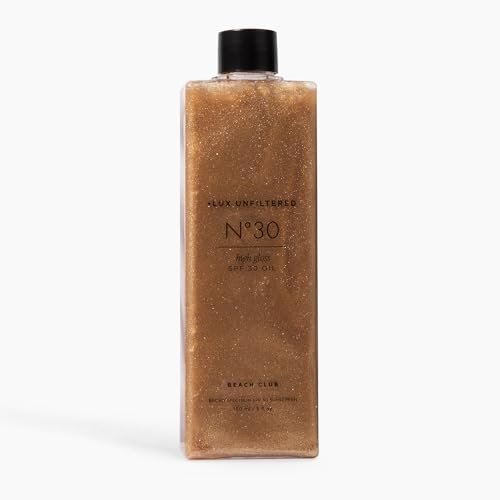 + Lux Unfiltered High Gloss N°30 Shimmer Body Oil SPF 30 - Instant Bronze Shimmering Body Oil with Broad Spectrum Sunscreen, Jojoba & Grapeseed Oil, Oxybenzone Free - 5 Fl Oz Avelisse