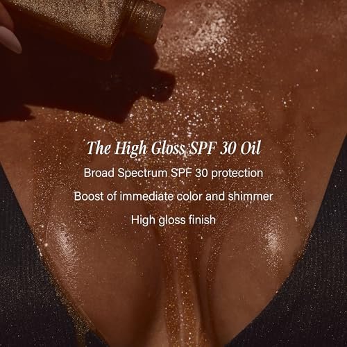 + Lux Unfiltered High Gloss N°30 Shimmer Body Oil SPF 30 - Instant Bronze Shimmering Body Oil with Broad Spectrum Sunscreen, Jojoba & Grapeseed Oil, Oxybenzone Free - 5 Fl Oz Avelisse