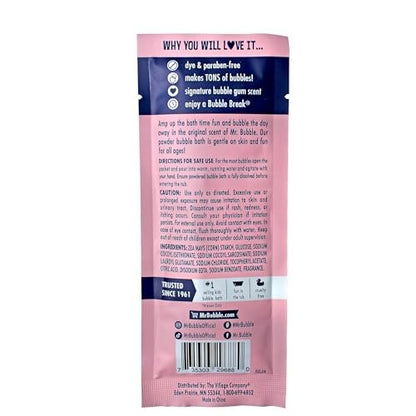 Mr. Bubble Retro Powder Bubble Bath Packet - Original Bubble Gum Scent, 1.4 oz (Pack of 12) Avelisse