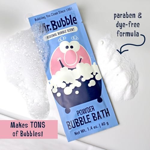Mr. Bubble Retro Powder Bubble Bath Packet - Original Bubble Gum Scent, 1.4 oz (Pack of 12) Avelisse
