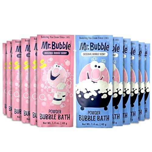 Mr. Bubble Retro Powder Bubble Bath Packet - Original Bubble Gum Scent, 1.4 oz (Pack of 12) Avelisse