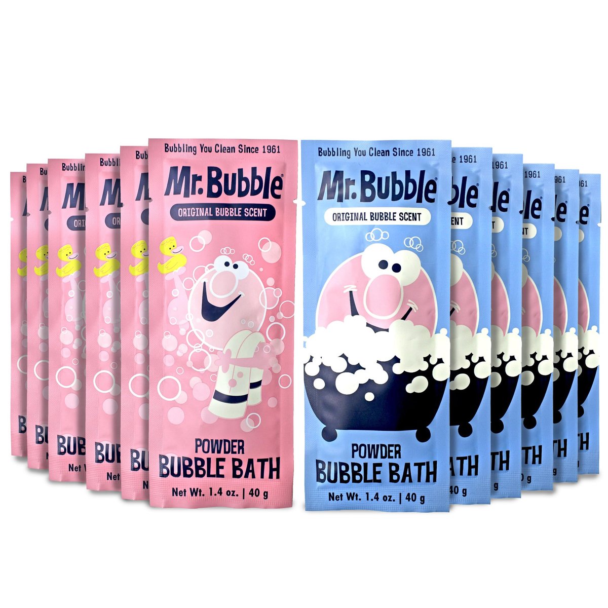 Mr. Bubble Retro Powder Bubble Bath Packet - Original Bubble Gum Scent, 1.4 oz (Pack of 12) Avelisse