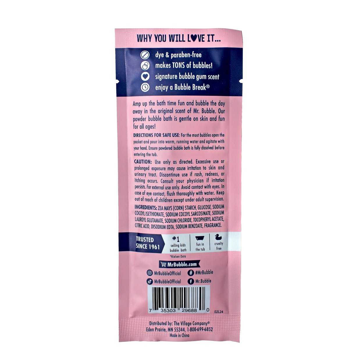 Mr. Bubble Retro Powder Bubble Bath Packet - Original Bubble Gum Scent, 1.4 oz (Pack of 12) Avelisse