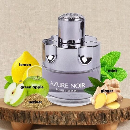 Viaan Krishna AZURE NOIR POUR HOMME Cologne Eau de Toilette for Men, 3.4 oz (100 ml), Natural Spray, Long Lasting Avelisse