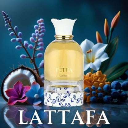 Lattafa Petra Eau de Parfum Spray for Women – 100ml (3.4 Oz) | Tropical, Floral, Fruity & Sweet Fragrance | Long-Lasting Luxury Perfume Avelisse
