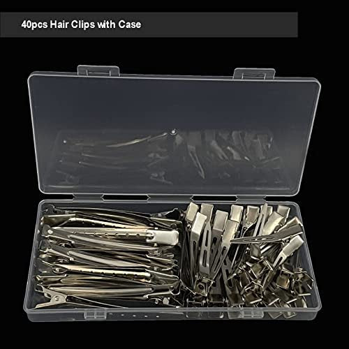 40-Piece Metal Duck Billed Hair Clips for Styling Sectioning - Silver Salon-Grade Alligator Curl Clips for Women Long Hair with Storage Case - görsel 14