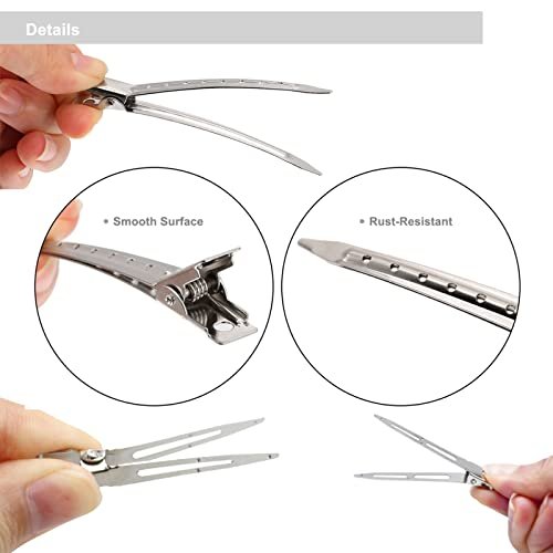 40-Piece Metal Duck Billed Hair Clips for Styling Sectioning - Silver Salon-Grade Alligator Curl Clips for Women Long Hair with Storage Case - görsel 8