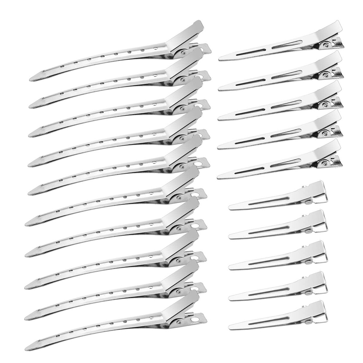 40-Piece Metal Duck Billed Hair Clips for Styling Sectioning - Silver Salon-Grade Alligator Curl Clips for Women Long Hair with Storage Case - görsel 1