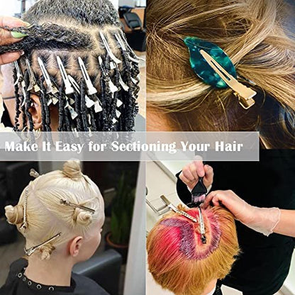 40-Piece Metal Duck Billed Hair Clips for Styling Sectioning - Silver Salon-Grade Alligator Curl Clips for Women Long Hair with Storage Case