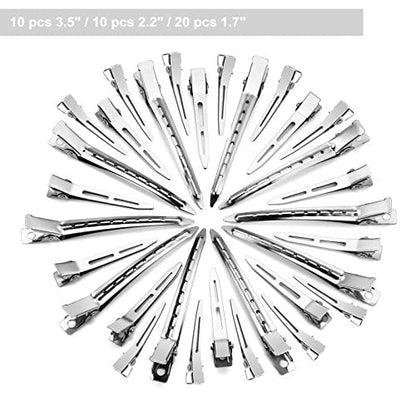 40-Piece Metal Duck Billed Hair Clips for Styling Sectioning - Silver Salon-Grade Alligator Curl Clips for Women Long Hair with Storage Case