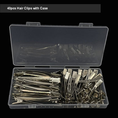 40-Piece Metal Duck Billed Hair Clips for Styling Sectioning - Silver Salon-Grade Alligator Curl Clips for Women Long Hair with Storage Case