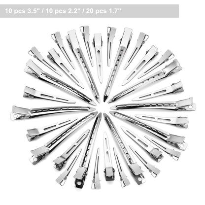 40-Piece Metal Duck Billed Hair Clips for Styling Sectioning - Silver Salon-Grade Alligator Curl Clips for Women Long Hair with Storage Case