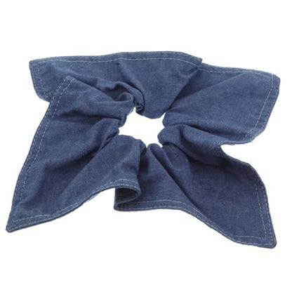 Ipetboom Large Denim Hair Scrunchie Bow Hair Tie - Soft Elastic Ponytail Holder, Square Scarf Headband for Thick Curly Hair