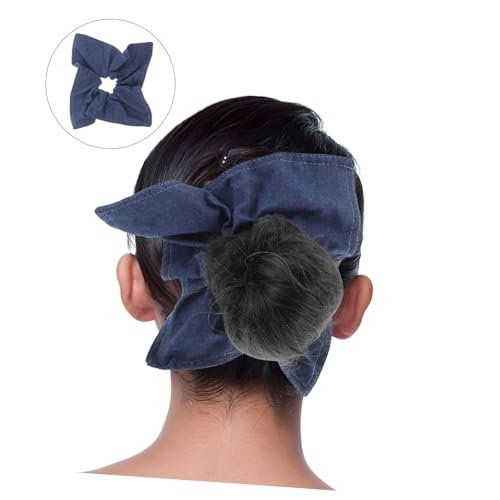 Ipetboom Large Denim Hair Scrunchie Bow Hair Tie - Soft Elastic Ponytail Holder, Square Scarf Headband for Thick Curly Hair - görsel 16