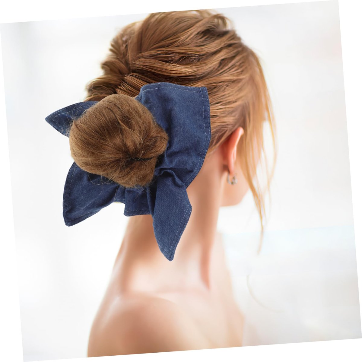 Ipetboom Large Denim Hair Scrunchie Bow Hair Tie - Soft Elastic Ponytail Holder, Square Scarf Headband for Thick Curly Hair - görsel 17
