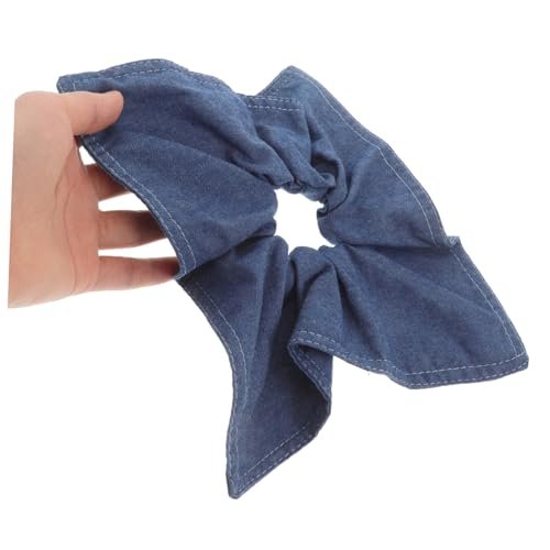 Ipetboom Large Denim Hair Scrunchie Bow Hair Tie - Soft Elastic Ponytail Holder, Square Scarf Headband for Thick Curly Hair - görsel 6