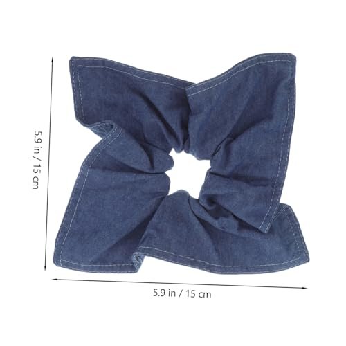 Ipetboom Large Denim Hair Scrunchie Bow Hair Tie - Soft Elastic Ponytail Holder, Square Scarf Headband for Thick Curly Hair - görsel 4
