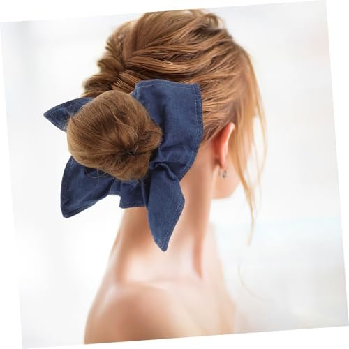 Ipetboom Large Denim Hair Scrunchie Bow Hair Tie - Soft Elastic Ponytail Holder, Square Scarf Headband for Thick Curly Hair - görsel 18