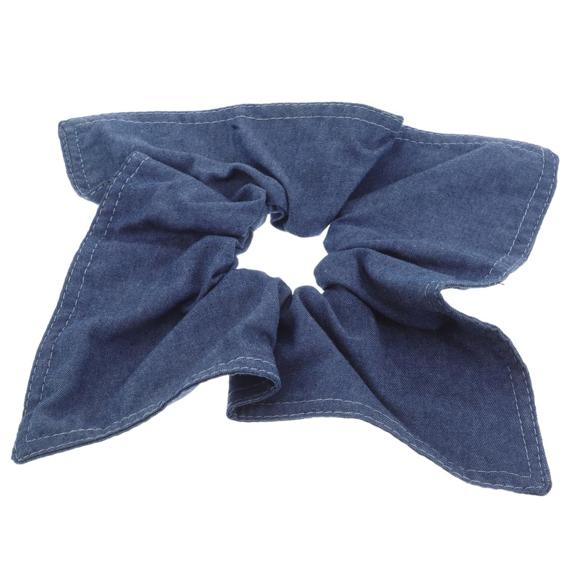 Ipetboom Large Denim Hair Scrunchie Bow Hair Tie - Soft Elastic Ponytail Holder, Square Scarf Headband for Thick Curly Hair - görsel 1