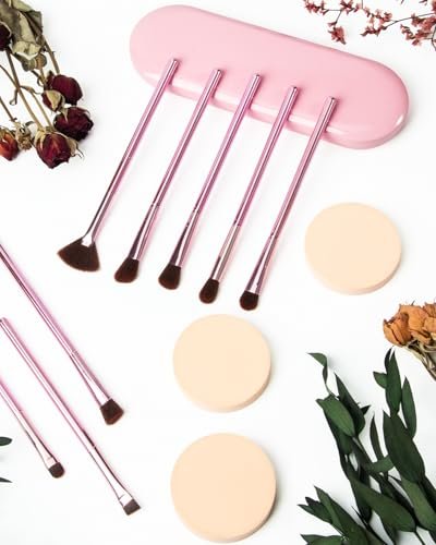 COYKROU 12-in-1 Makeup Brush Set: 8 Premium Brushes, 3 Powder Puffs & Pink Case – Soft Synthetic Fibers, Eyeshadow, Eyebrow & Lip Brushes - görsel 12