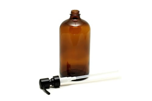 Vivaplex 2-Pack 32 oz Amber Glass Bottles with Stainless Steel Matte Black Lotion Pumps Avelisse