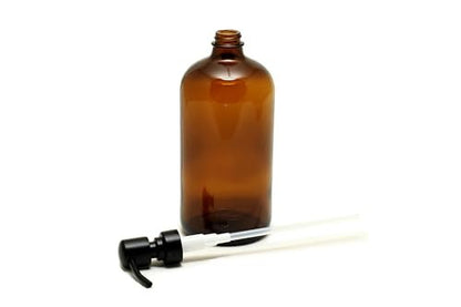 Vivaplex 2-Pack 32 oz Amber Glass Bottles with Stainless Steel Matte Black Lotion Pumps Avelisse