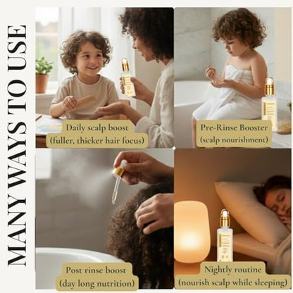 Revatology Kids & Baby Hair Growth Oil – Gentle Pre-Wash Dry/Itchy Scalp Treatment with Coconut, Rosemary, Castor, Amla +25 Botanicals, Ayurvedic, Made in USA, 1 Fl Oz Avelisse