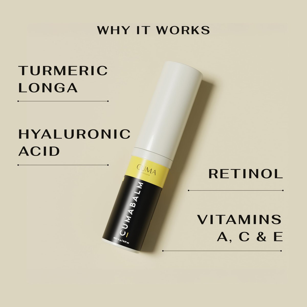 CumaBalm™ Eye Balm with Turmeric and Retinol for Puffy Eyes & Dark Circles – Vegan, 1 Fl Oz Avelisse