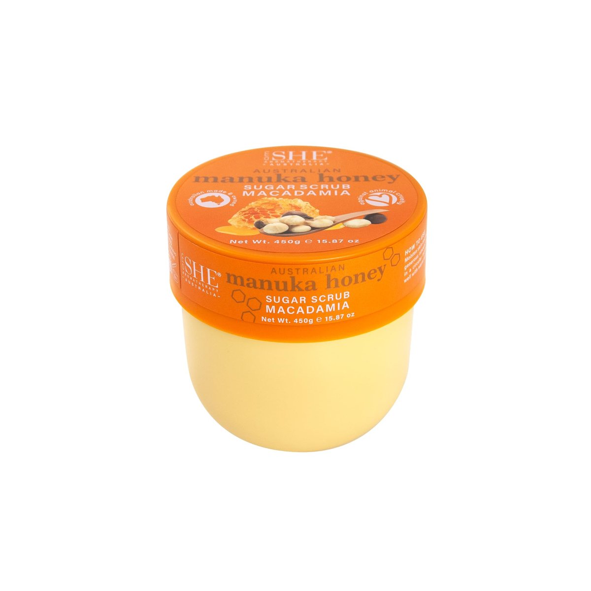 Om SHE Aromatherapy Manuka Honey Sugar Scrub with Macadamia - 15.87 oz Exfoliating Body Scrub, Natural Sugar, Micro Bead Free, Rosehip Oil, Australian Made - görsel 1