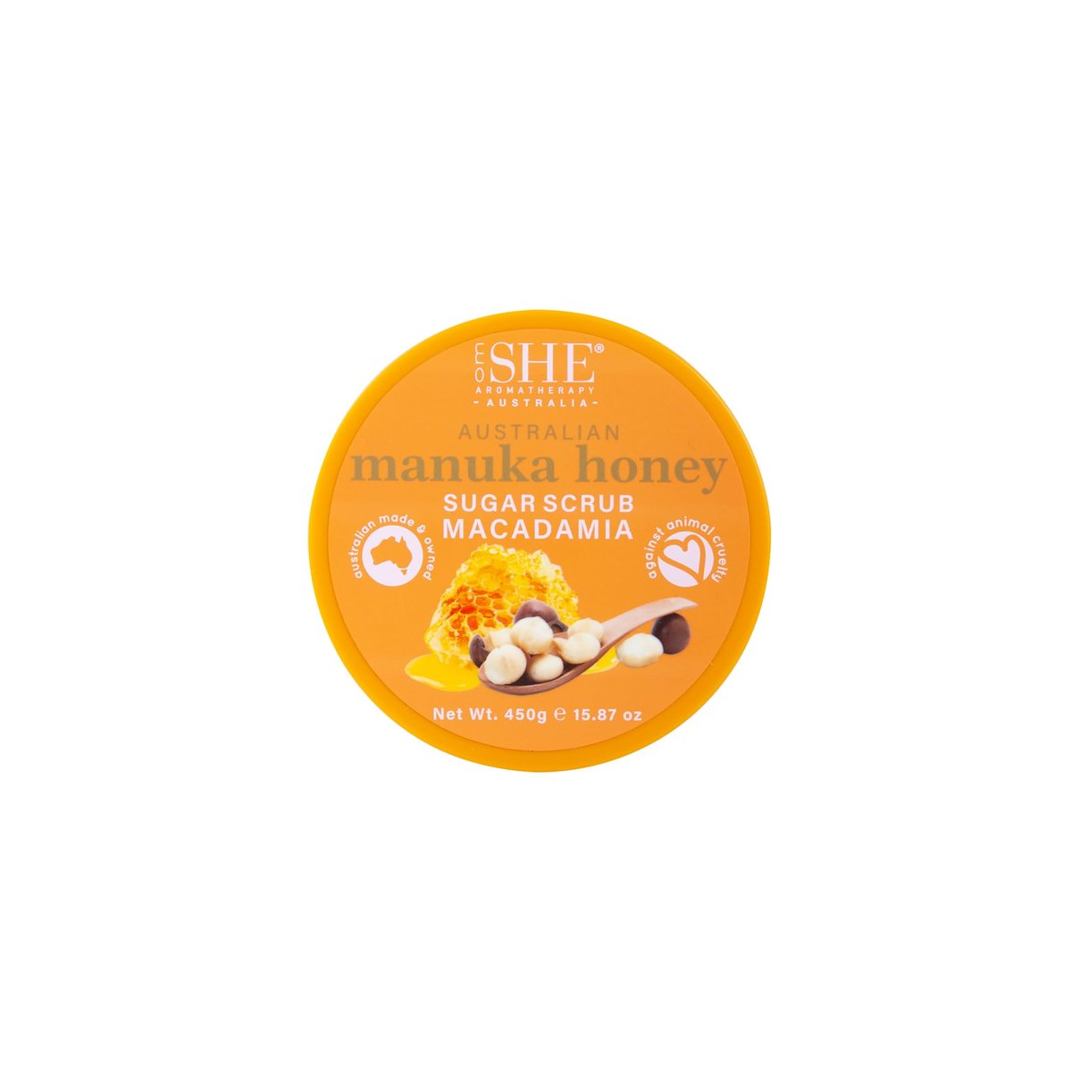 Om SHE Aromatherapy Manuka Honey Sugar Scrub with Macadamia - 15.87 oz Exfoliating Body Scrub, Natural Sugar, Micro Bead Free, Rosehip Oil, Australian Made - görsel 3