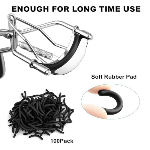 30-Pack Silicone Eyelash Curler Refill Pads Compatible with elf Eyelash Curler - Black - görsel 6