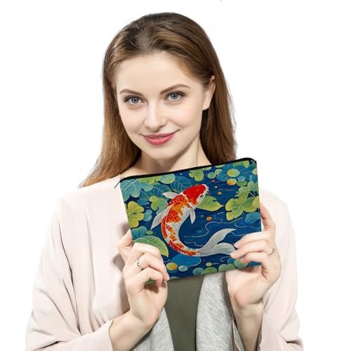 YULUENZE Koi Fish Makeup Bag - Cute Small Canvas Organizer with Zipper, Cosmetic Bag for Women, Aesthetic Birthday Gift - görsel 10