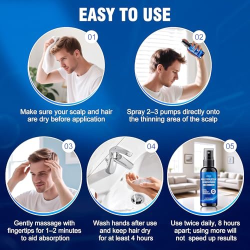 5% Minoxidil Spray for Men and Women with Biotin – Hair Growth Treatment for Thicker Fuller Hair & Beard (6 Pack, 12 Fl Oz Total, 6 Month Supply) Avelisse