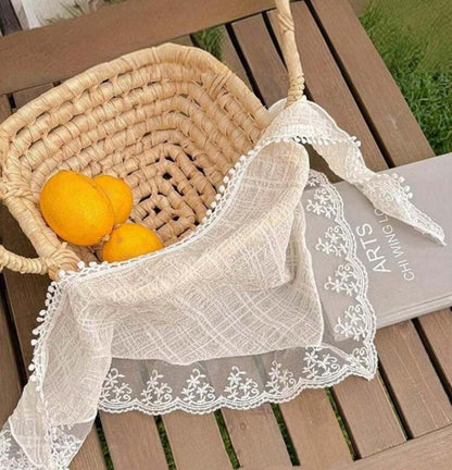 Huachi White Lace Bandana Head Scarf for Women - Stylish Hair Headband Kerchief
