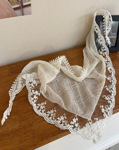 Huachi White Lace Bandana Head Scarf for Women - Stylish Hair Headband Kerchief