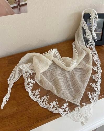 Huachi White Lace Bandana Head Scarf for Women - Stylish Hair Headband Kerchief