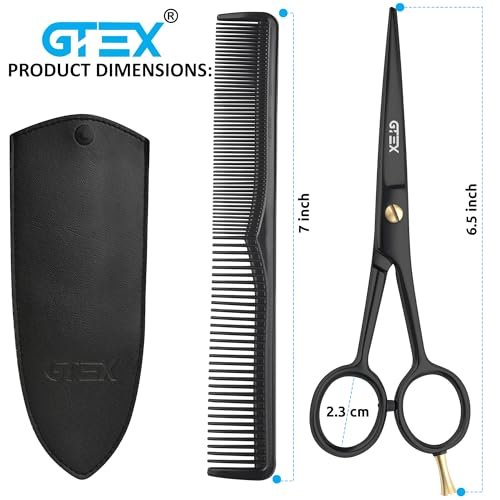 GTEX 6.5 Inch Professional Hair Cutting Scissors – Black, High Carbon Stainless Steel Shears for Men, Women & Adults - görsel 16
