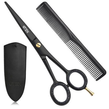 GTEX 6.5 Inch Professional Hair Cutting Scissors – Black, High Carbon Stainless Steel Shears for Men, Women & Adults