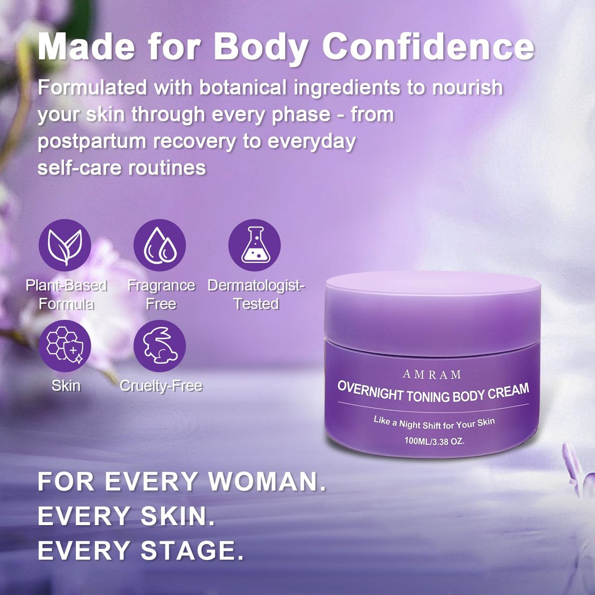 AMRAM Overnight Toning Whip - Skin Tightening & Body Firming Cream for Loose Skin, 3.38 Fl Oz Avelisse